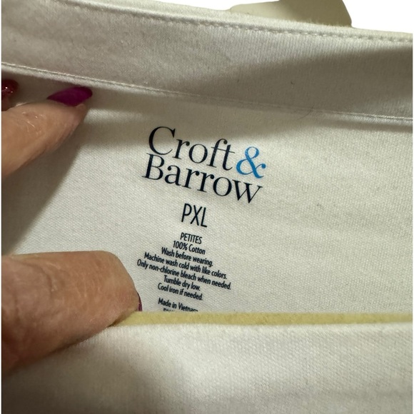 Croft & Barrow - white / Black stripes Cotton boat neck top - Size PXL - Picture 4 of 4